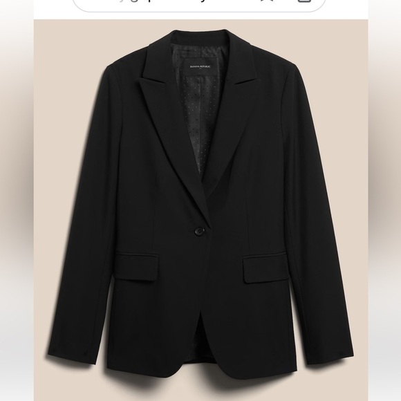 New-banana Republic-14-black-sculpted suit blazer,long sleeve,Fully lined jacket - Picture 1 of 15